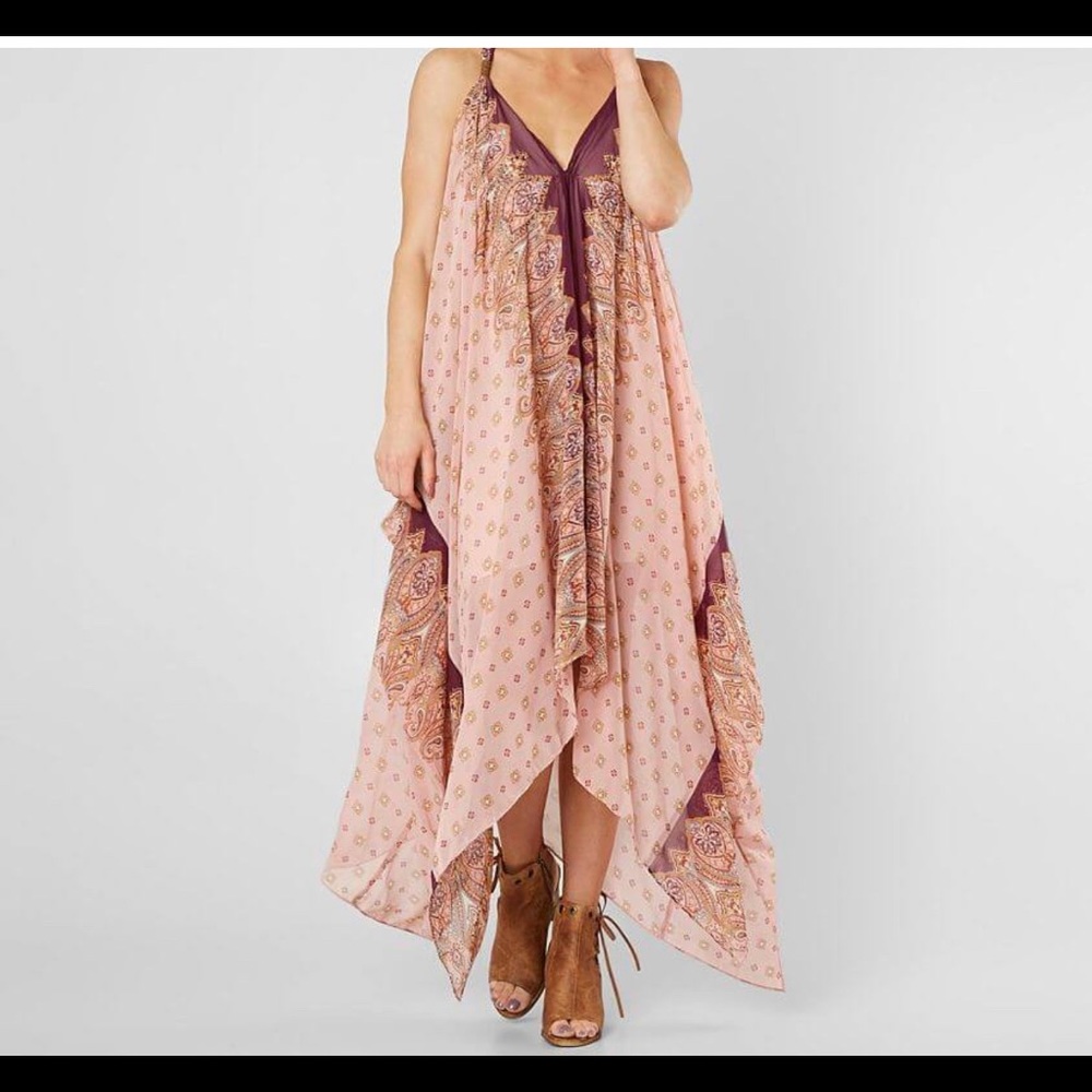 Buckle Embellished chiffon midi dress